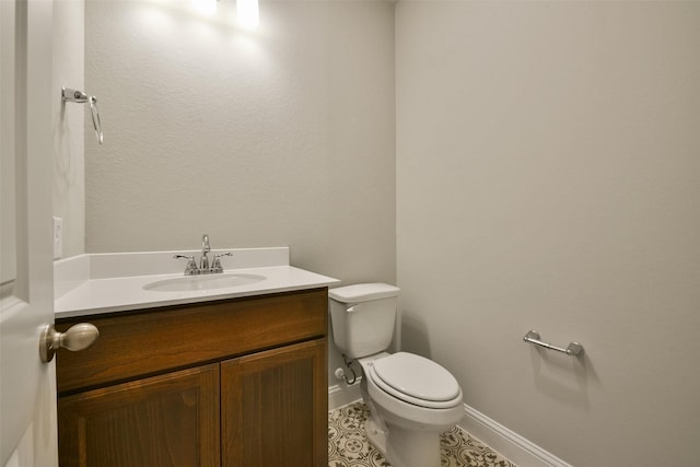 16146 Rustling Woods Rd, Conroe, TX 77302 - half bathroom with vanity and tile patterned floors