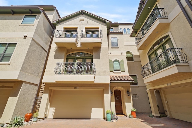 view of front of property with a garage