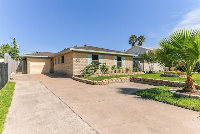 single story home with a garage