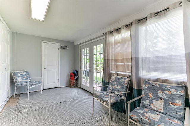 sitting room with french doors