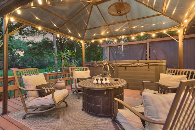 wooden deck with a gazebo