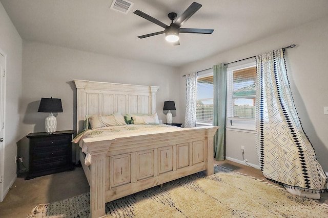 bedroom featuring ceiling fan