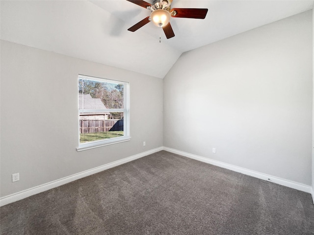 434 Carriage Trl, Conroe, TX 77316 - carpeted empty room with ceiling fan and vaulted ceiling