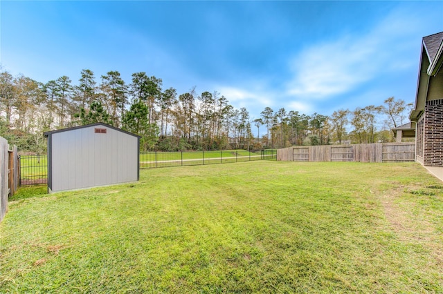 view of yard with a shed