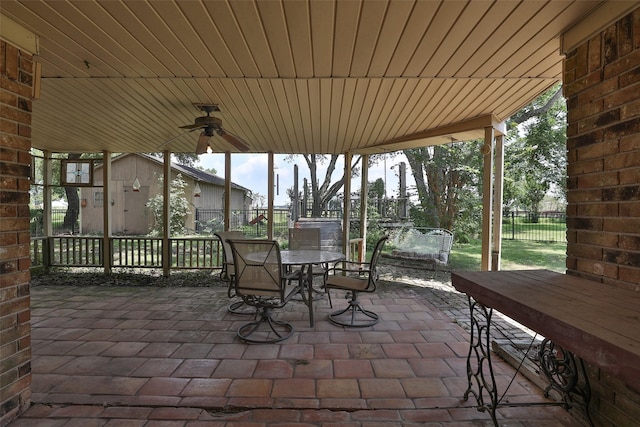 view of patio with ceiling fan