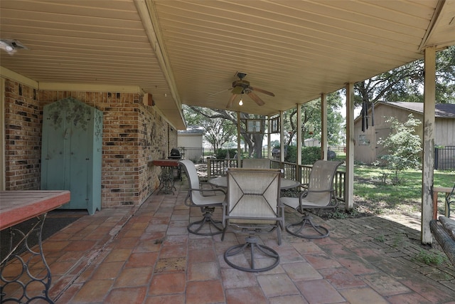 view of patio with ceiling fan