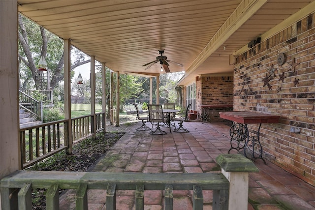 view of patio with ceiling fan