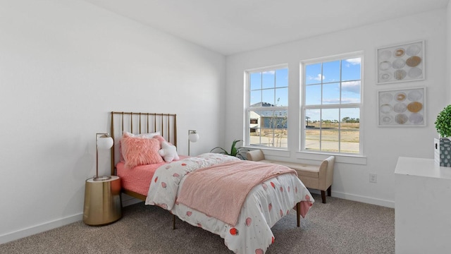 carpeted bedroom with multiple windows