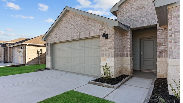 exterior space with a garage