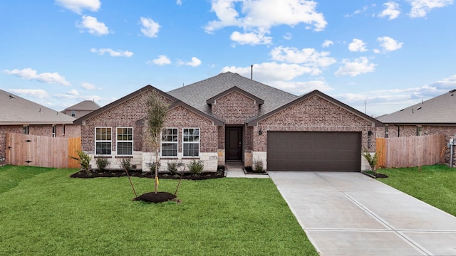 view of front of home featuring a garage and a front yard