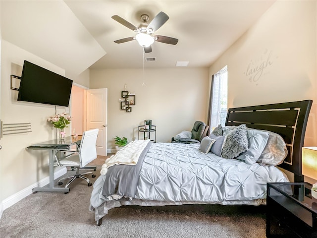 bedroom with carpet and ceiling fan