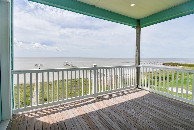 deck with a water view