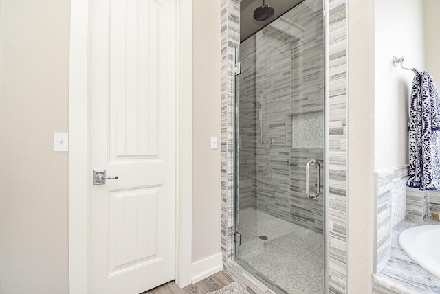 bathroom with plus walk in shower