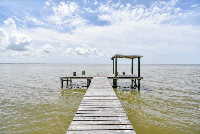 view of dock featuring a water view