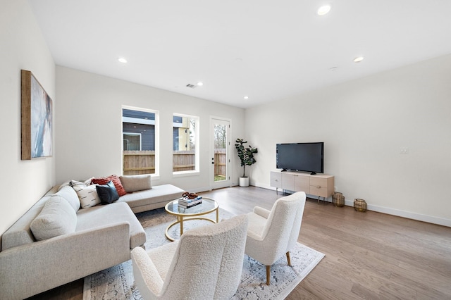 living room featuring light hardwood / wood-style floors