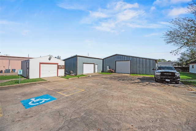 exterior space with a garage