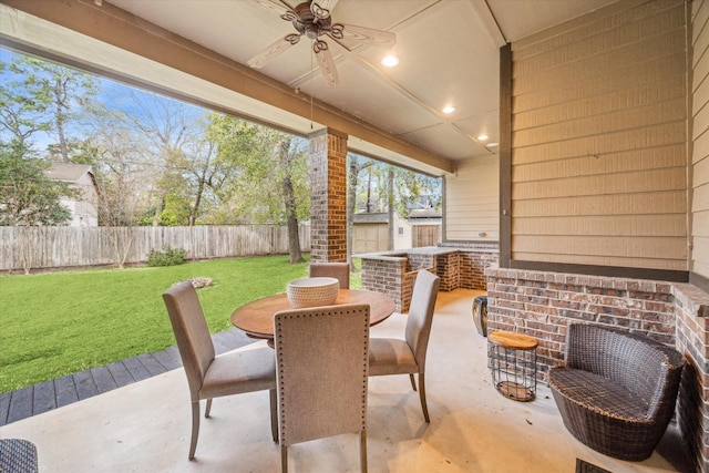 view of patio / terrace with ceiling fan