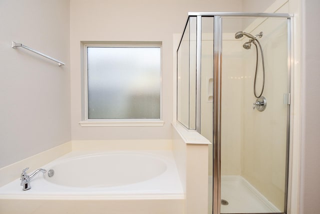 bathroom with plus walk in shower