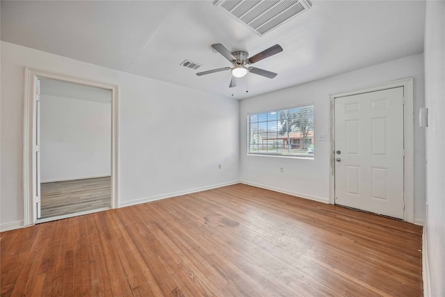 interior space featuring ceiling fan and wood-type flooring