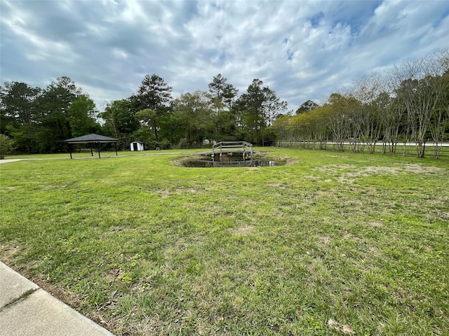 view of yard with a gazebo