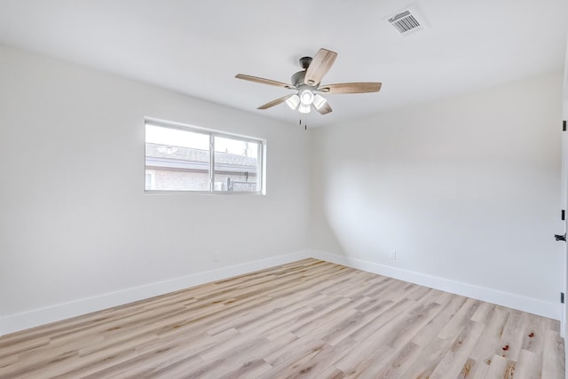 unfurnished room with light hardwood / wood-style floors and ceiling fan