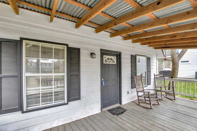 wooden deck featuring a porch