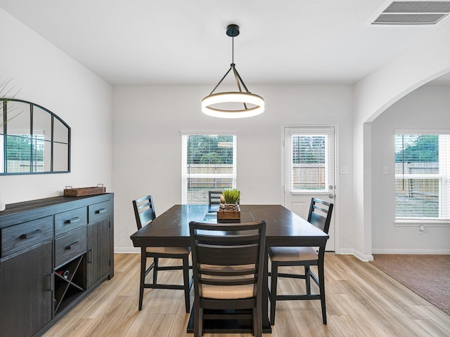 dining area featuring light hardwood / wood-style flooring