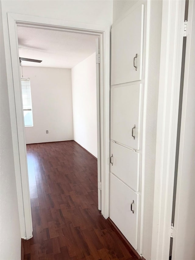 hall with dark wood-type flooring