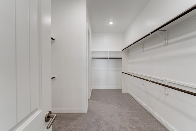 spacious closet with light carpet