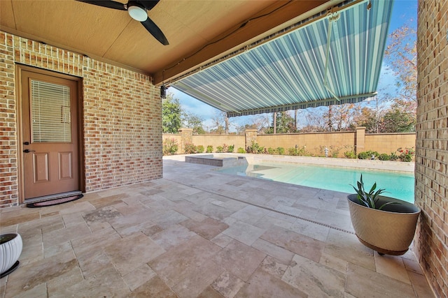 view of swimming pool with ceiling fan