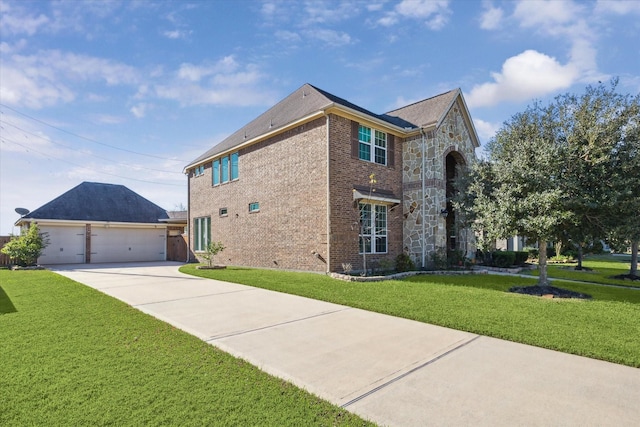 view of side of home featuring a lawn