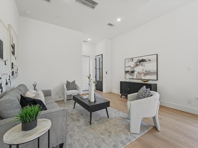 living room featuring light hardwood / wood-style flooring