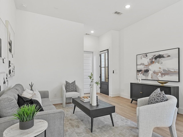 living room featuring light hardwood / wood-style flooring