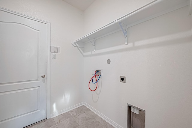 laundry area with washer hookup, electric dryer hookup, hookup for a gas dryer, and light tile patterned floors