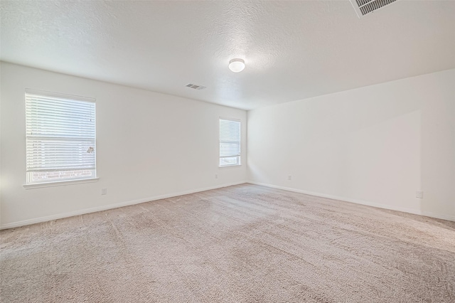 carpeted spare room featuring a textured ceiling and plenty of natural light