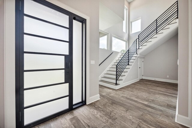 entrance foyer featuring hardwood / wood-style flooring