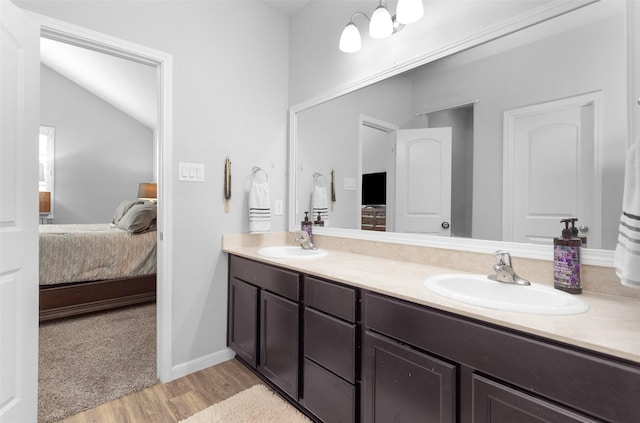 bathroom featuring vanity and wood-type flooring