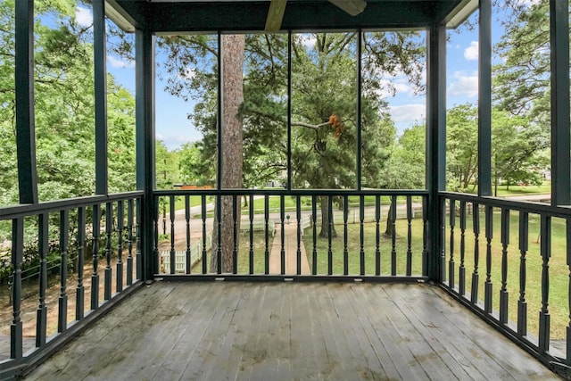 view of unfurnished sunroom