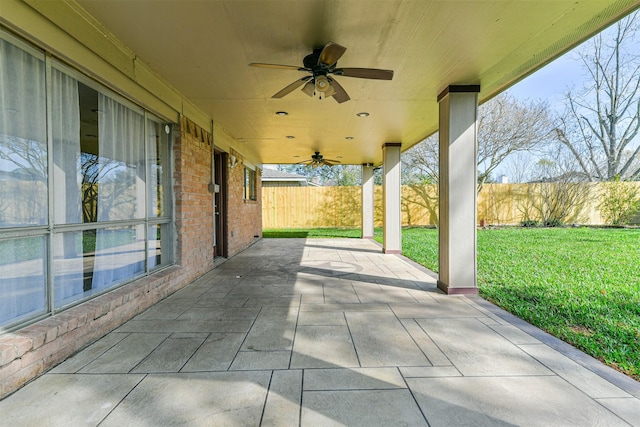 view of patio / terrace featuring ceiling fan