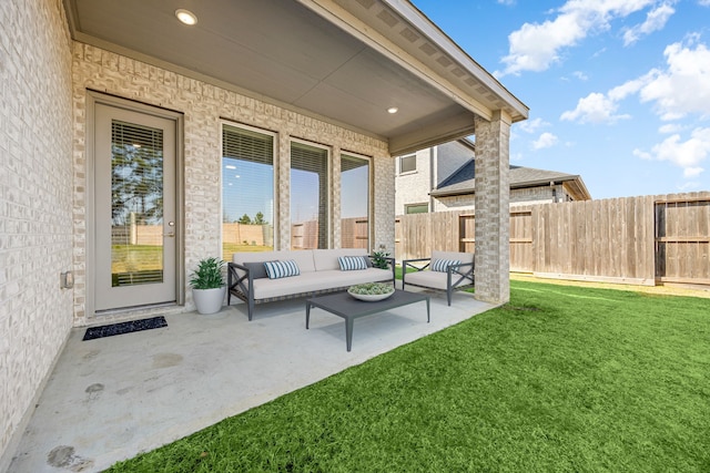 view of patio with an outdoor living space