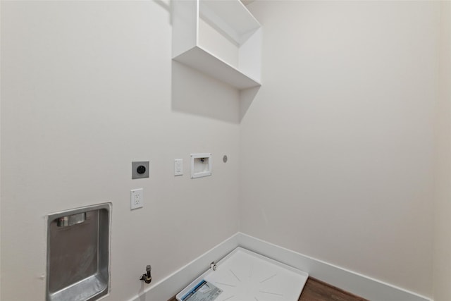 clothes washing area featuring electric dryer hookup, hookup for a gas dryer, and hookup for a washing machine