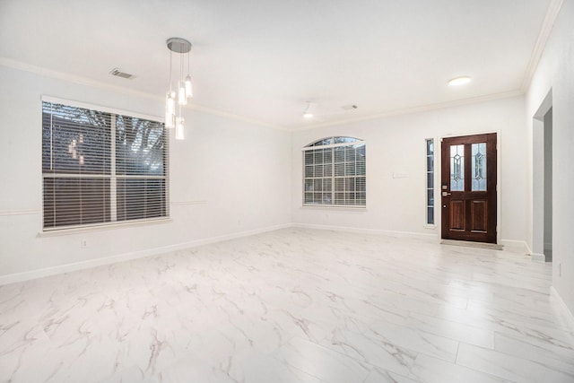 interior space with ornamental molding