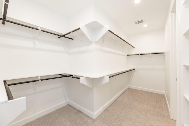 spacious closet with light colored carpet