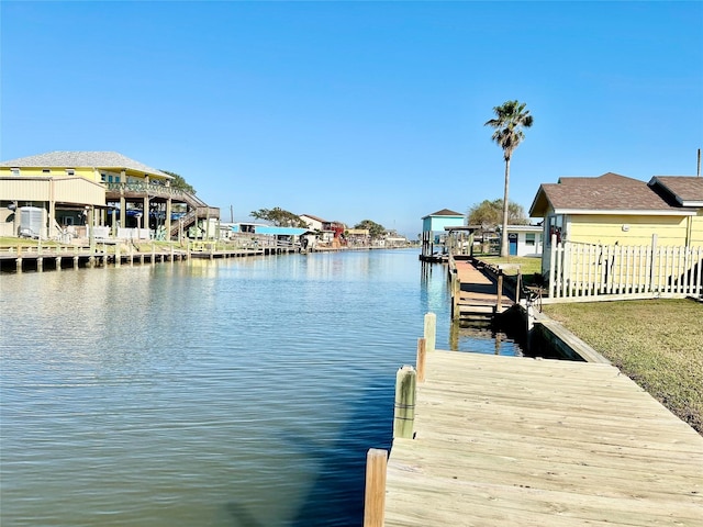 view of dock featuring a water view