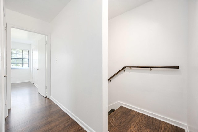 hall with dark wood-type flooring