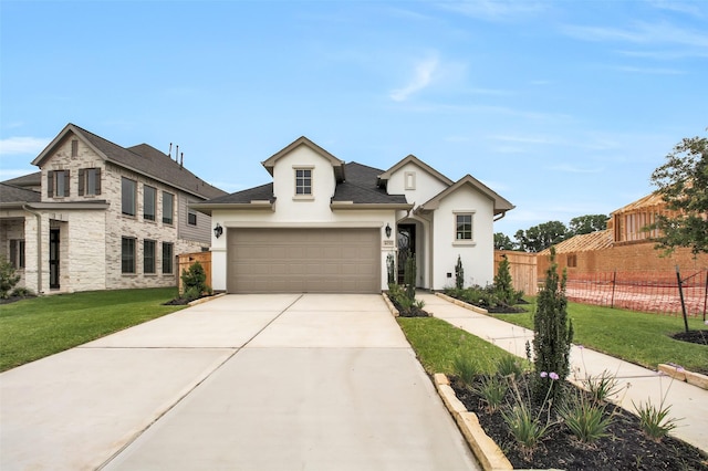 4030 Colony Ln, Missouri City, TX 77459 - view of front of house with stucco siding, concrete driveway, an attached garage, and a shingled roof