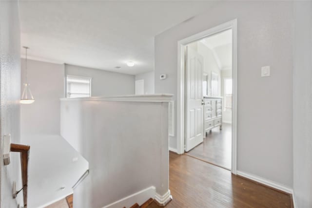 corridor with hardwood / wood-style floors