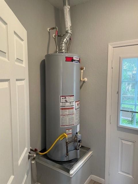 utility room featuring gas water heater