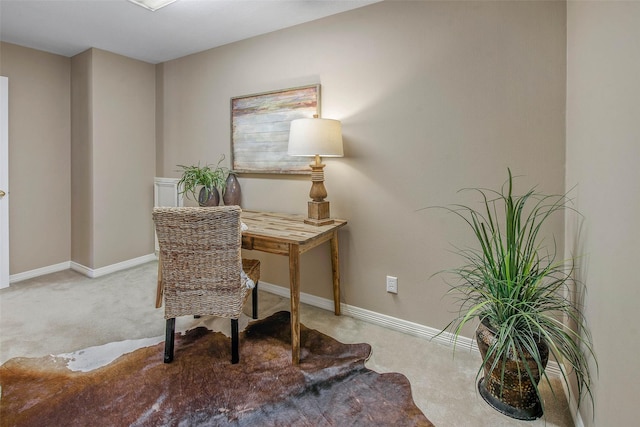 home office with light carpet