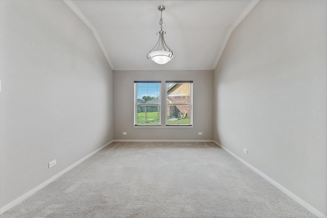 carpeted empty room with crown molding